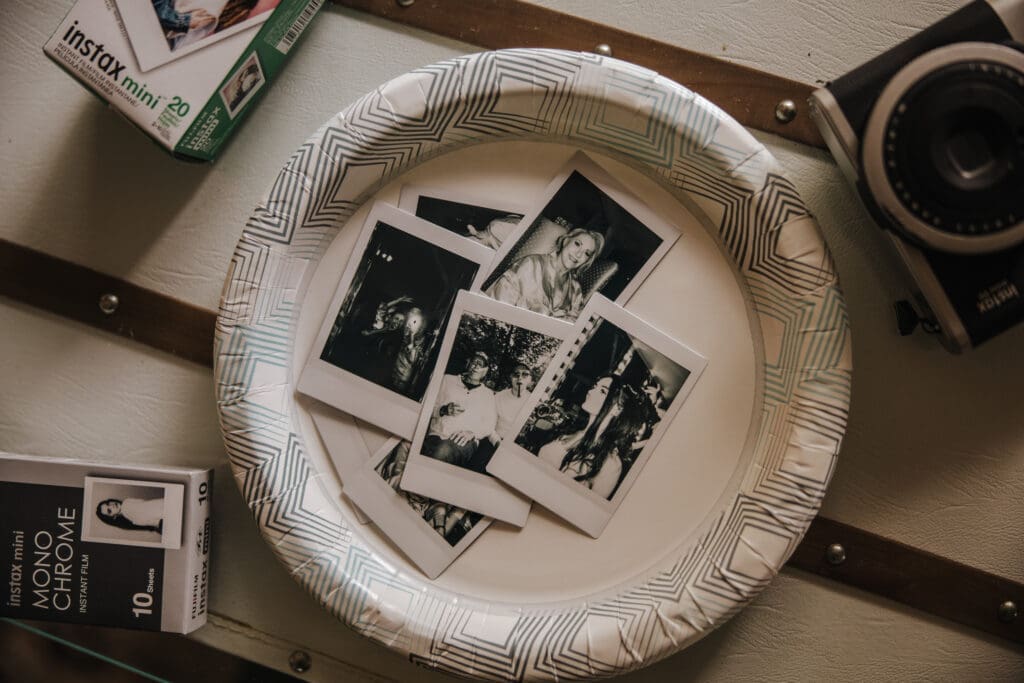 Behind the scenes pictures of wedding party getting ready.