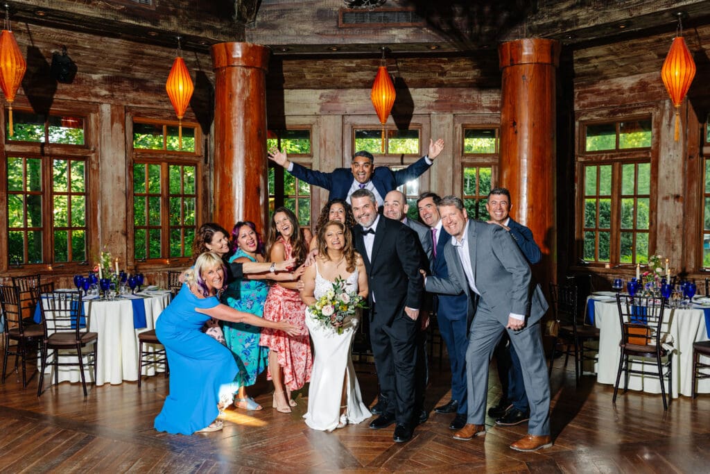 Original wedding party reuniting 25 years later at a vow renewal celebration at Rat's Restaurant in Hamilton Township, NJ.
